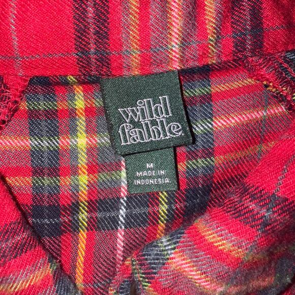 Wild Fable Womens M Button Down Shirt Flannel Plaid Hi-low Hem Pockets Holiday - Picture 4 of 11
